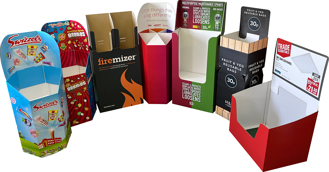 Printed Cardboard Dump Bins, Made in UK